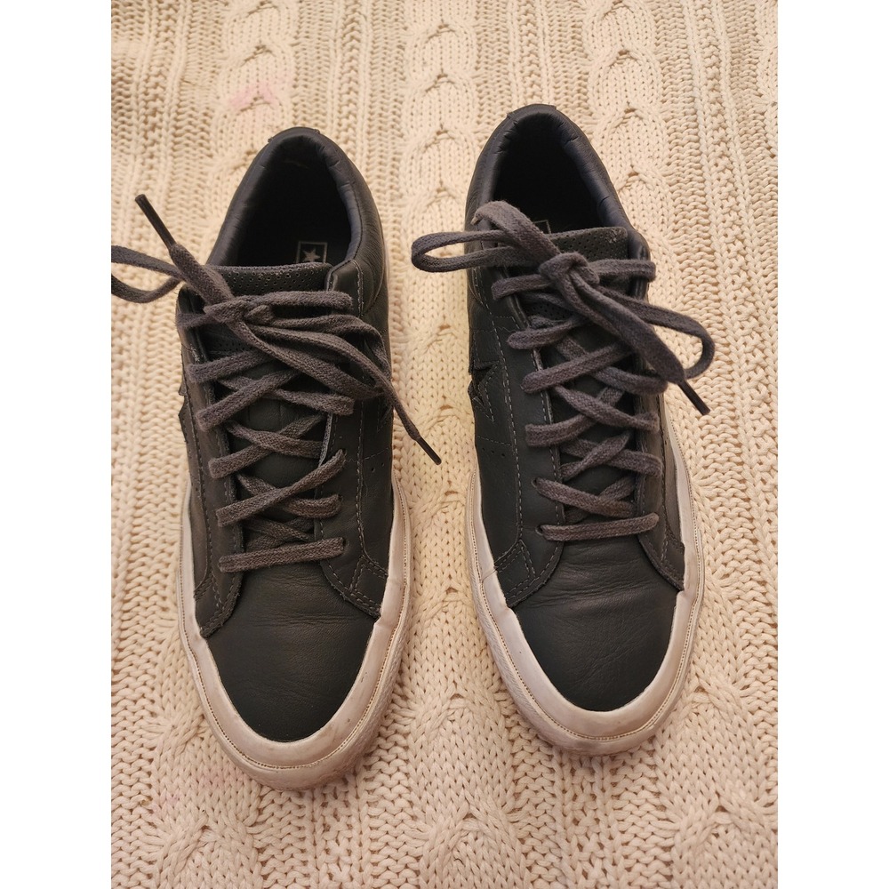 Converse One Star Prime Dark Grey Charcoal Leather Sneakers W8 / M6 158469C - Picture 3 of 9